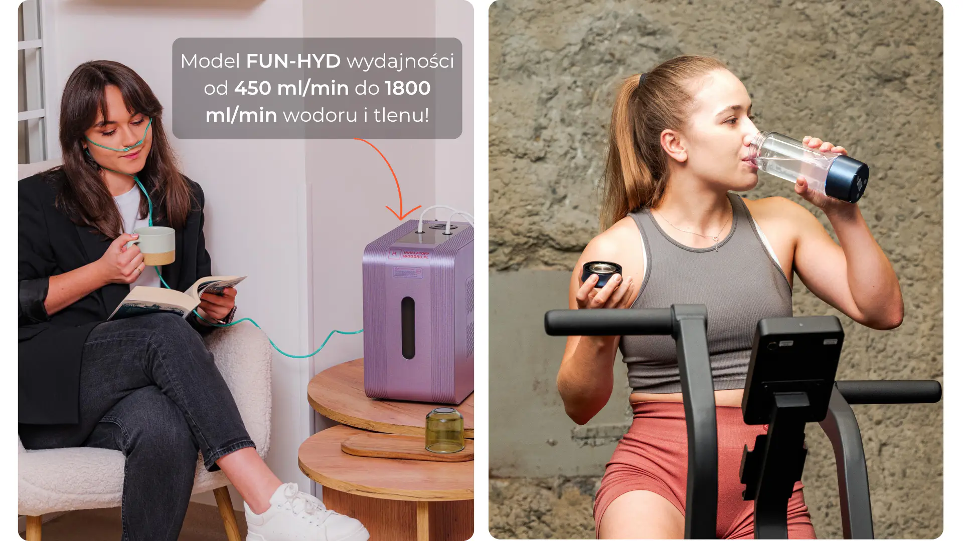 Porównanie butelki wodorowej i inhalatora wodoru